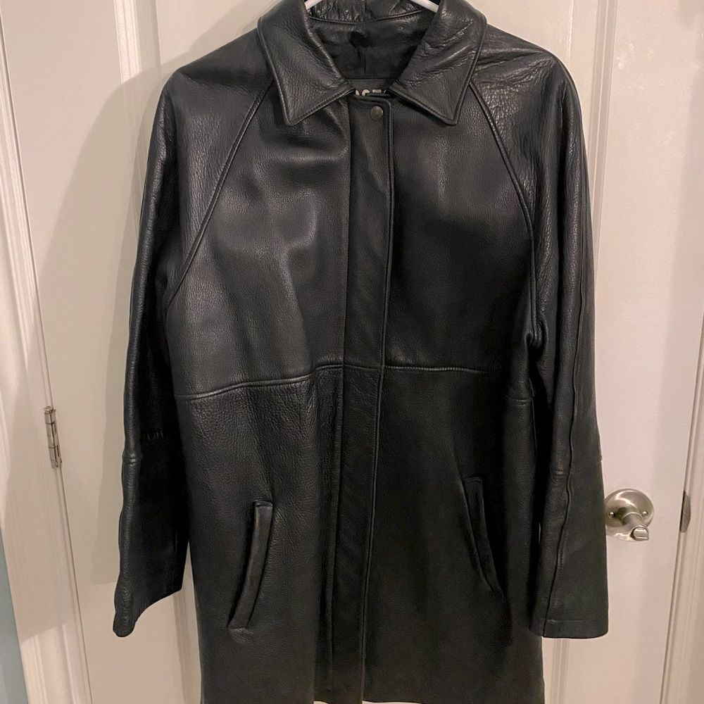 🧥RARE VINTAGE🧥 ROOTS REAL LEATHER TRENCH COAT